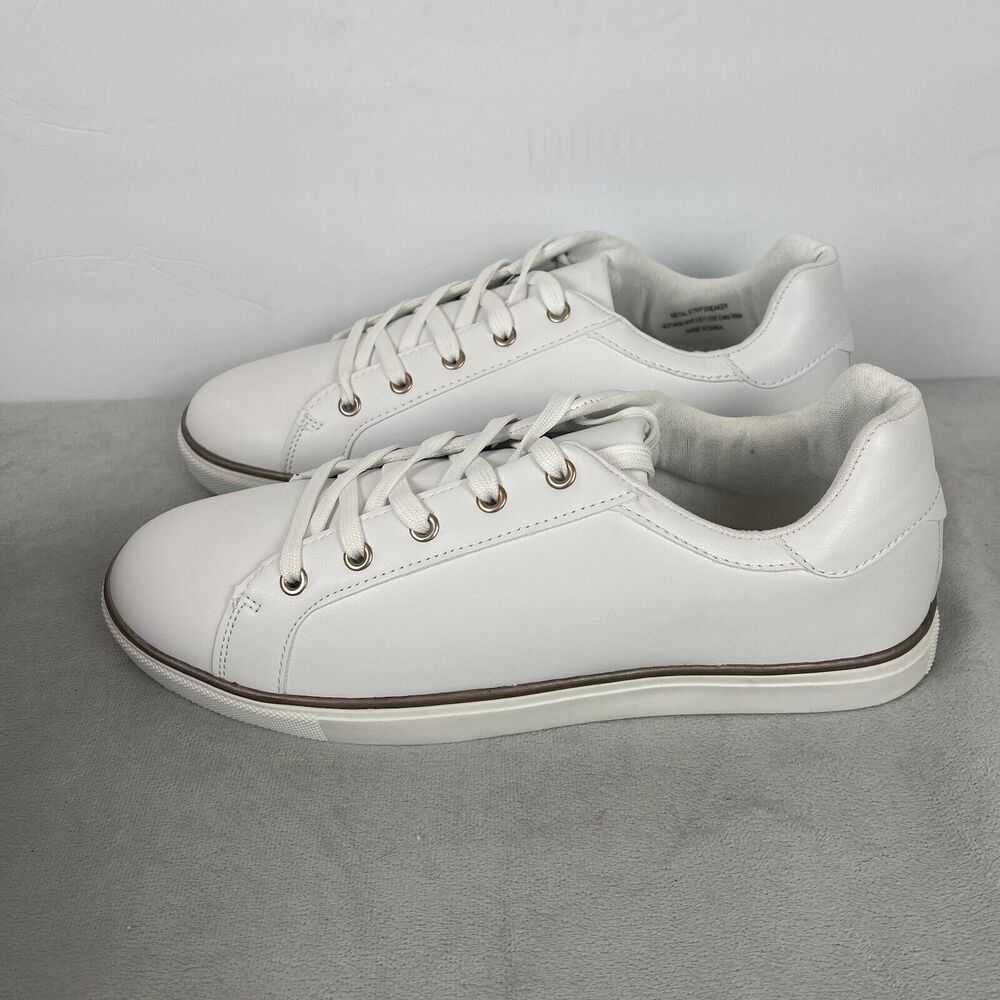 Evans Womens Lace Up Sneaker White Metal Strip Size‎ 11 Clean Girl Preppy Casual - Picture 5 of 10